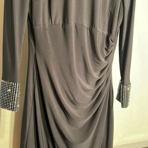 MSK,14, lined black polyester, spandex, elegant gown GUC
